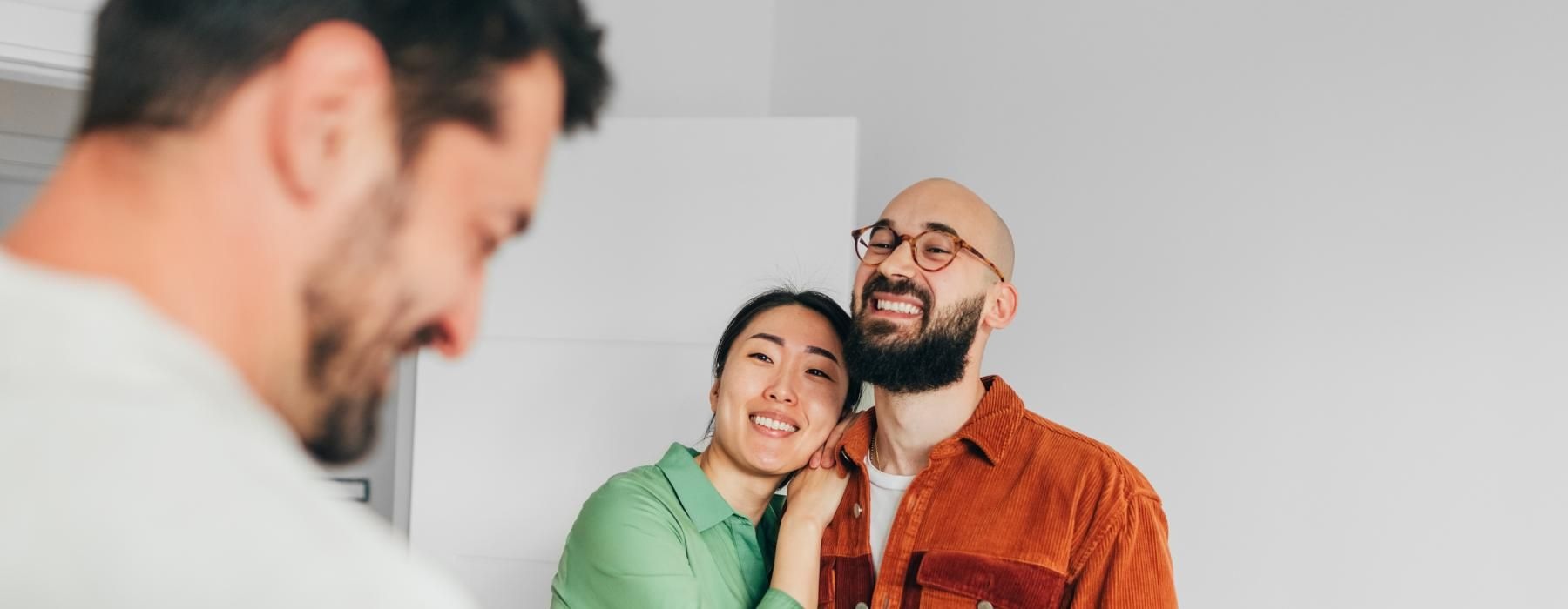 a group of people smiling