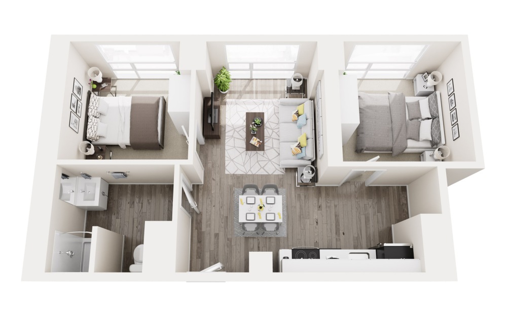 2A - 2 bedroom floorplan layout with 1 bathroom and 675 square feet 2A - 2 bedroom floorplan layout with 1 bathroom and 675 square feet