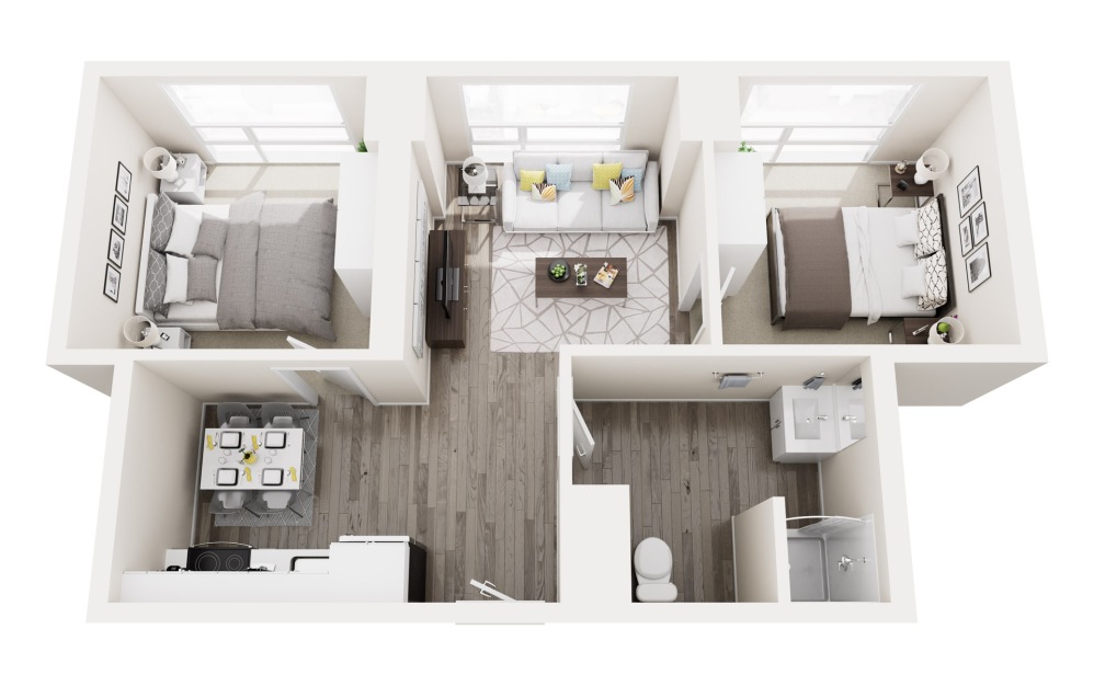 2C.1 - 2 bedroom floorplan layout with 1 bathroom and 675 square feet 2C.1 - 2 bedroom floorplan layout with 1 bathroom and 675 square feet