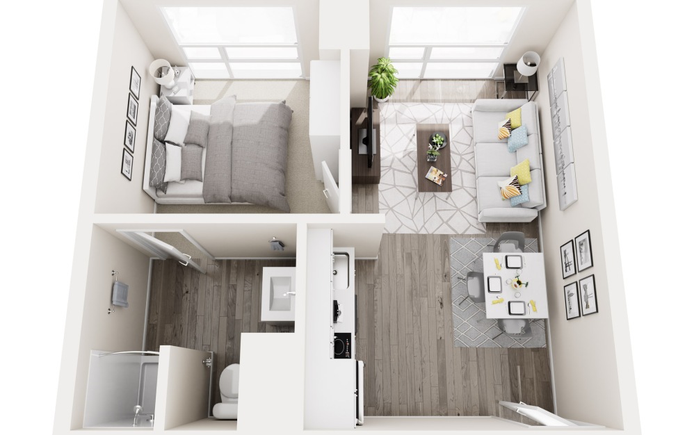 1A - 1 bedroom floorplan layout with 1 bathroom and 540 square feet